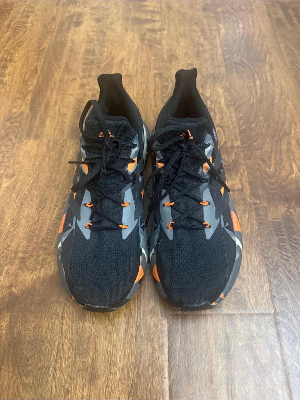 adidas Black Sneakers with Orange & Gray Graphic Midsole - Picture 4 of 12